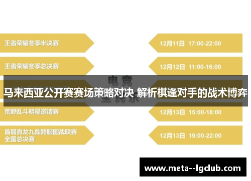 马来西亚公开赛赛场策略对决 解析棋逢对手的战术博弈